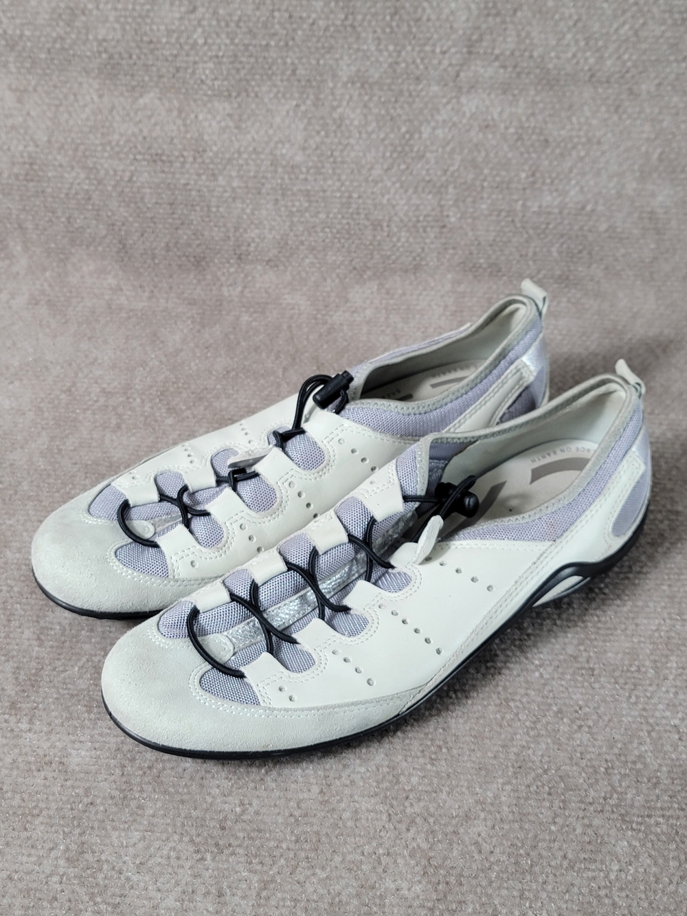 Ecco Women's Lace-Lock Sneakers in White and Light Gray